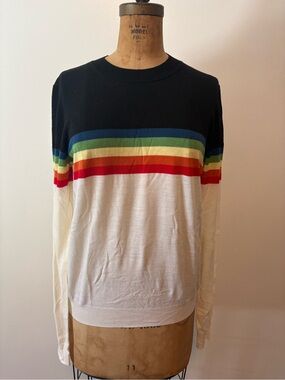 Diane von Furstenberg 100% Merino Wool Rainbow Knit Sweater